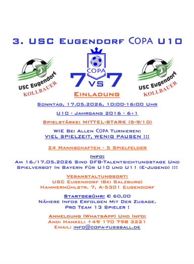 17.05.2026 3. Eugendorf COPA U10