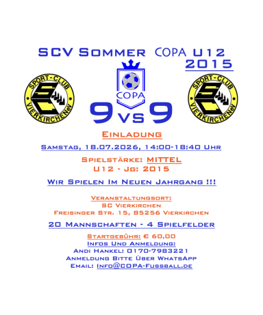 18.07.2026 SCV Sommer COPA U12 - 2015