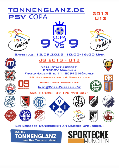 13.09.2025 Tonnenglanz.de PSV COPA U13